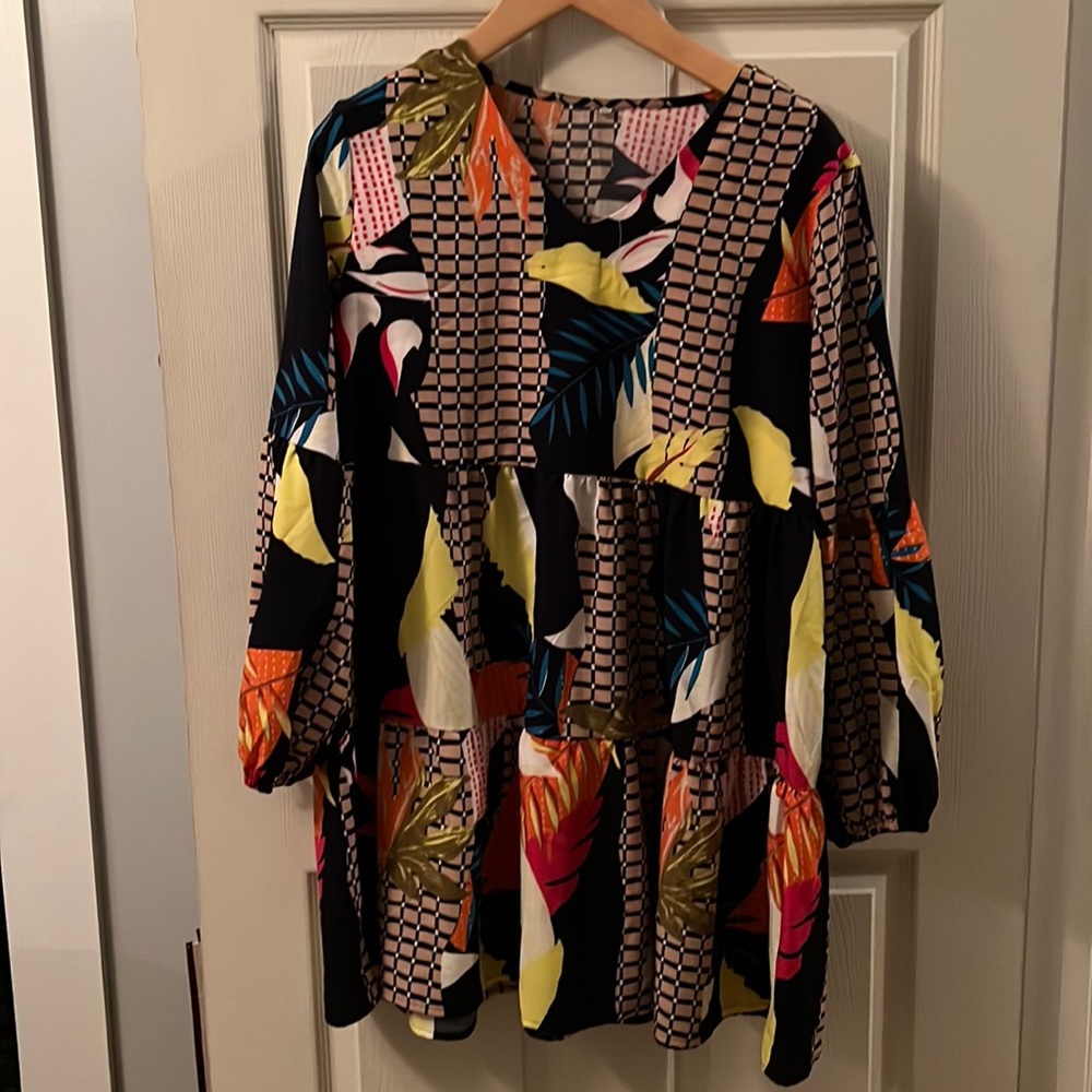 Multi-color XL tunic mini dress